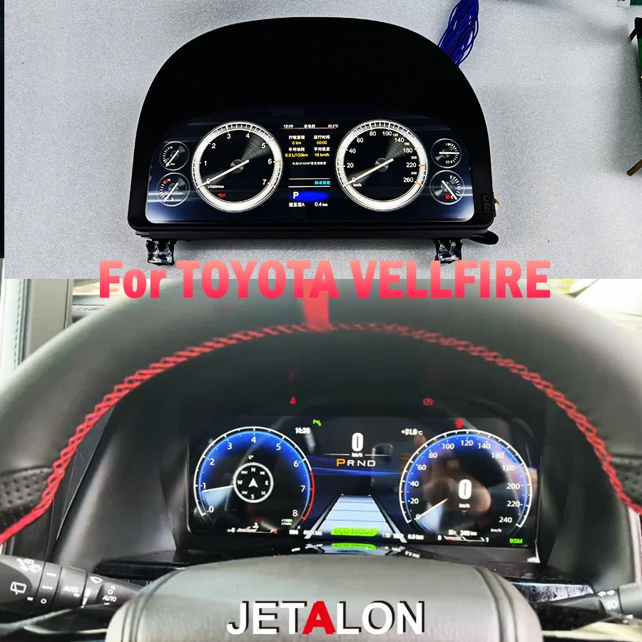 12.3" Car Digital Cluster Instrument For Toyota VELLFIRE Alphard 20 Alphard 30 A20 A30 LCD