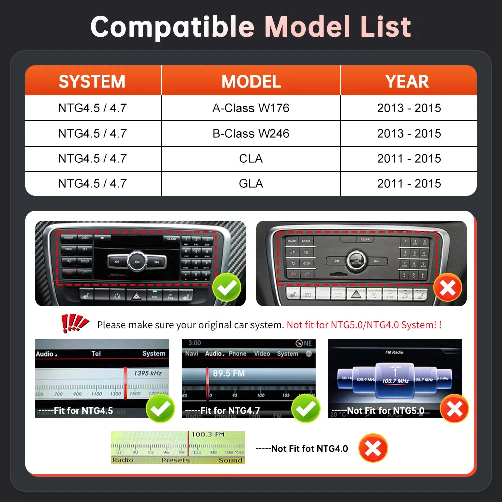 Road Top Wireless CarPlay For Mercedes Benz A B Class W176 W246 CLA GLA 2011-2015, with An | AUTOKITSHOP