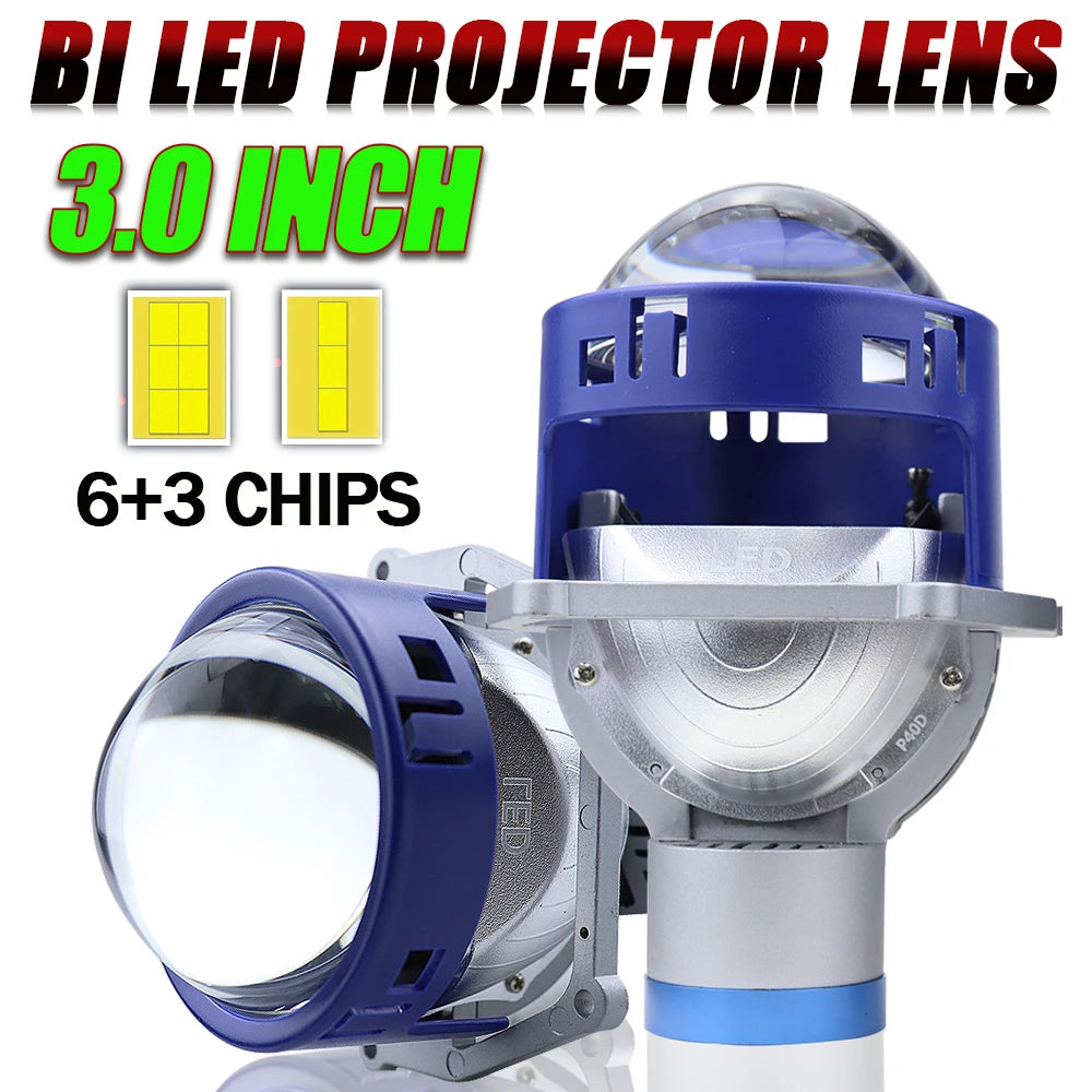 3.0 Inch Projector Headlight H4 H7 9005 9006 Bi LED Laser Projector Lens High Bright 6000K