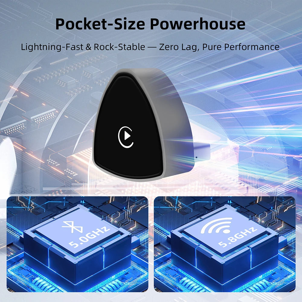 2025 New Wireless CarPlay Android Smart Auto Adapter Hassle-Free Plug&Play Stable BT WiFi