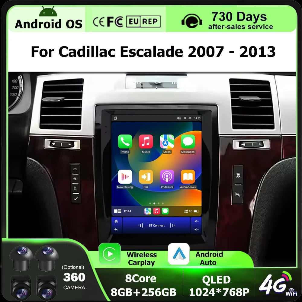 Android 16 Auto For Cadillac Escalade 2007-2013 Car Radio Multimedia Video Player GPS Navi