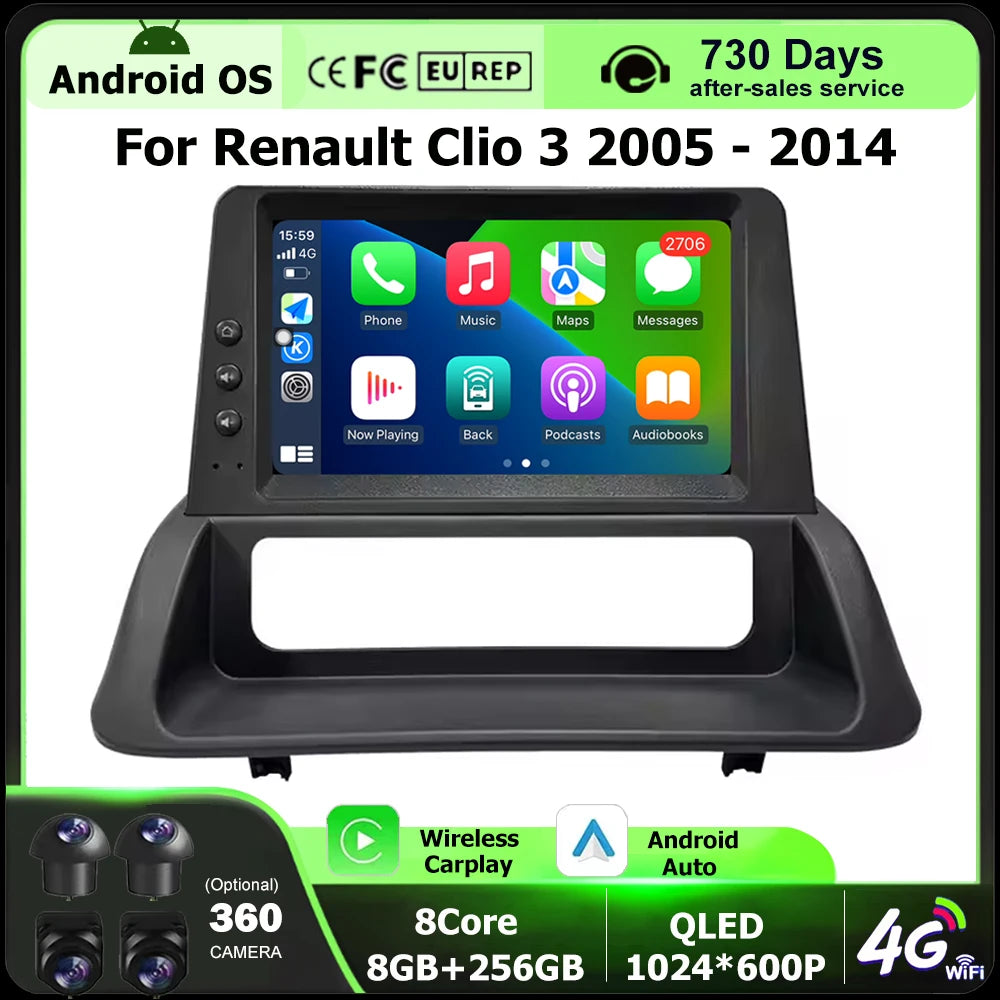 7'' Android 16 Auto For Renault Clio 3 2005 -2014 Car Radio Multimedia Video Player GPS Na