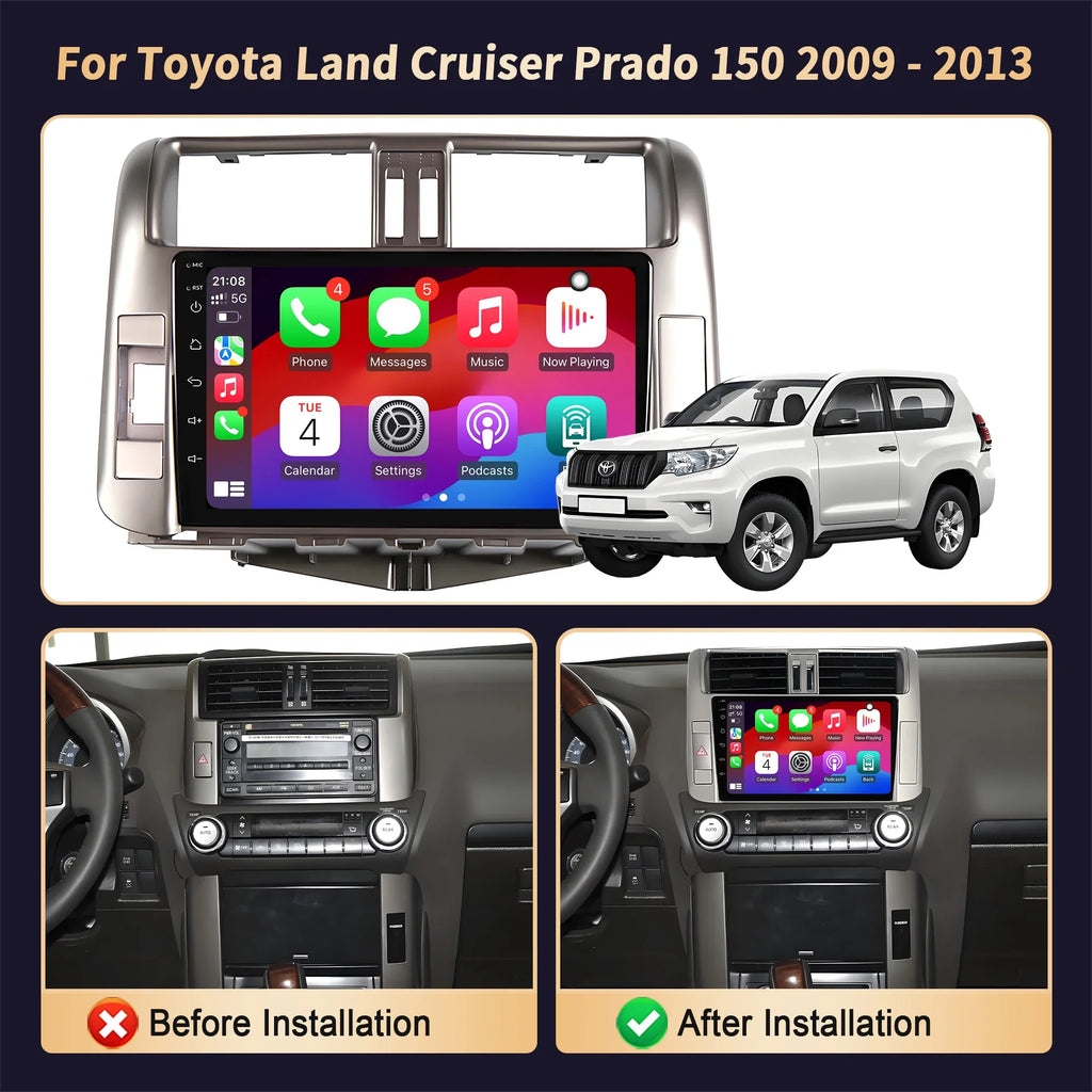 9inch Car Radio For Toyota Land Cruiser Prado 150 2009-2013 Android 16 Multimedia Navigati