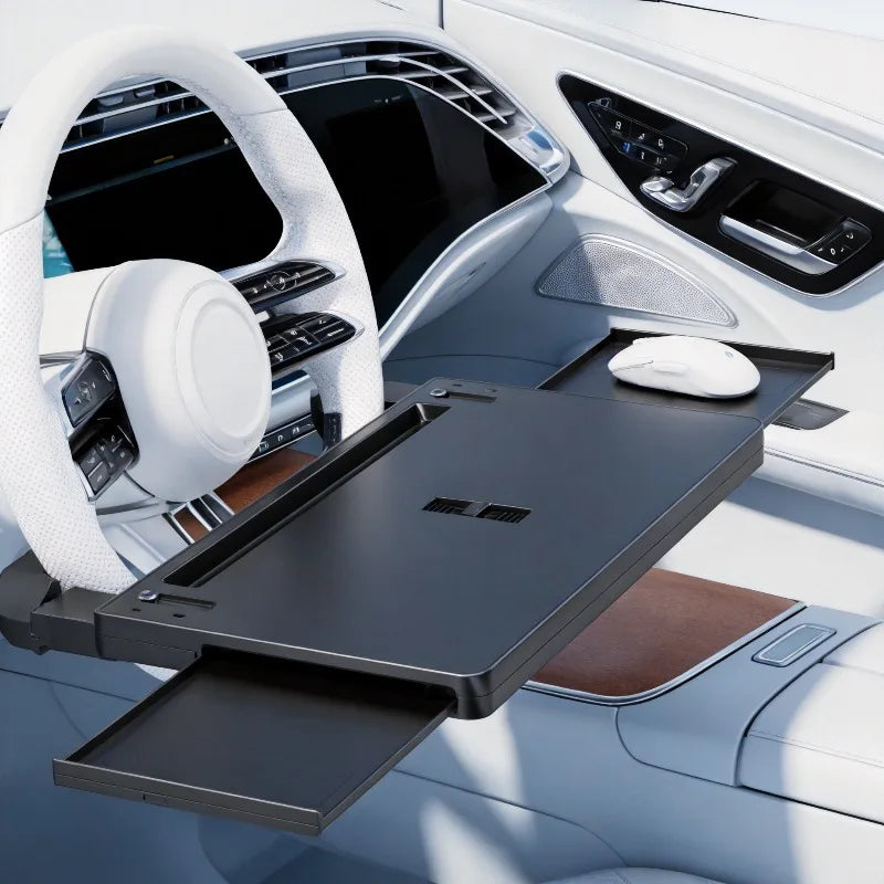 Food Tray Desk Auto Steering Wheel Tray Mount Car Tray Table Folding Laptop Desk Adjustable Wate - Automotive LED Light