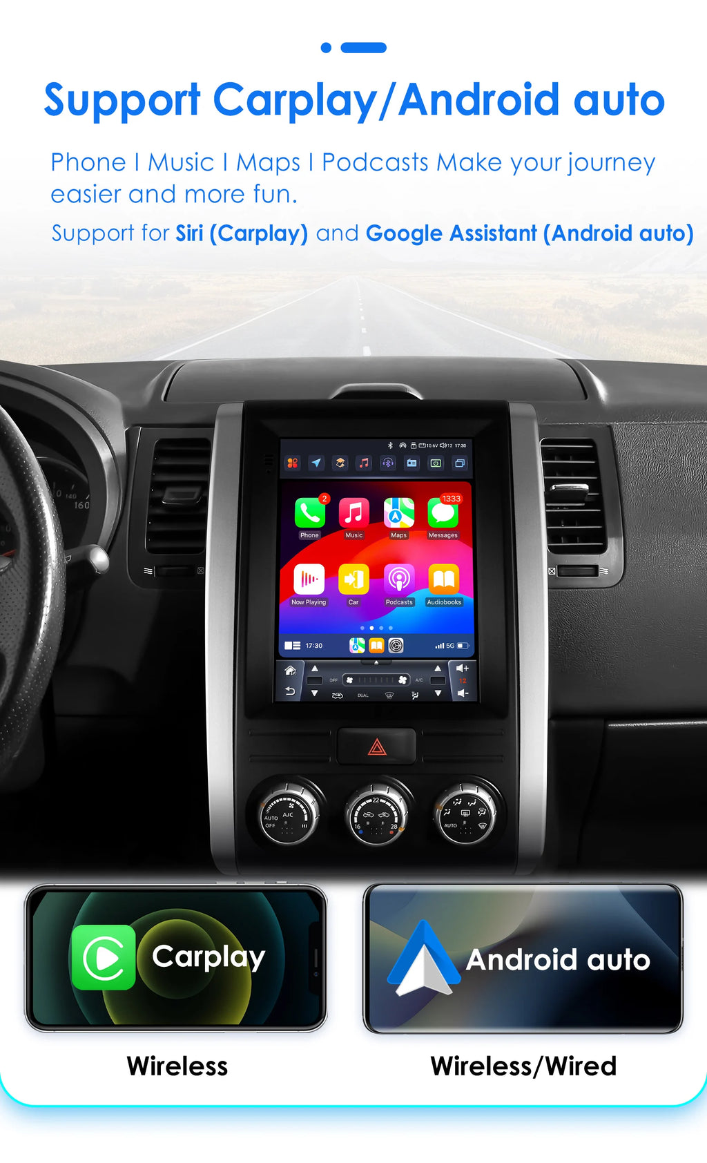 9.7'inch 2Din Carplay Android 13 Car Radio For Nissan X-Trail X Trail 2 T31 MX6 2007-2015