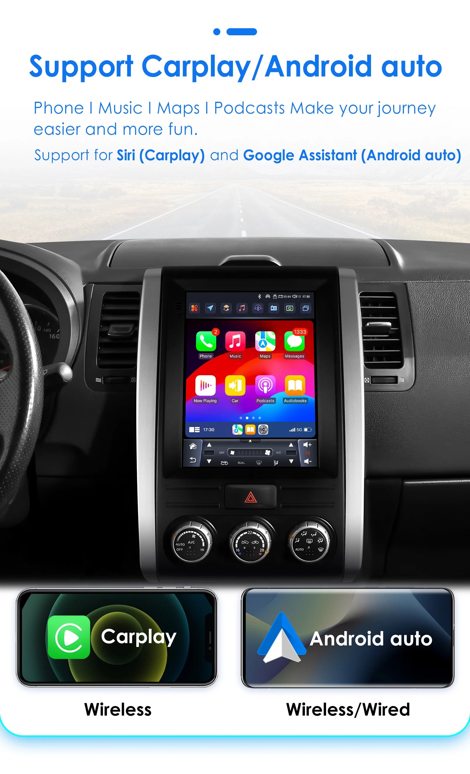 9.7'inch 2Din Carplay Android 13 Car Radio For Nissan X-Trail X Trail 2 T31 MX6 2007-2015