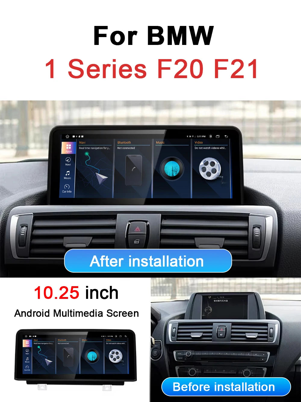 10.25 Car Radio Android For BMW 1 Series F20 F21 2012 - 2016 Wireless Apple CarPlay Auto V