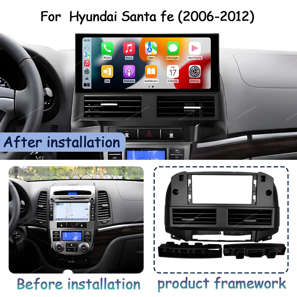 Wireless Carplay Android OS for Hyundai Santa fe 2006 - 2012 Car Display Screen Multimedia