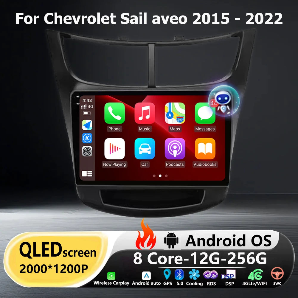 Car Radio Multimedia Player GPS Navigation Stereo For Chevrolet Sail aveo 2015-2022 Androi