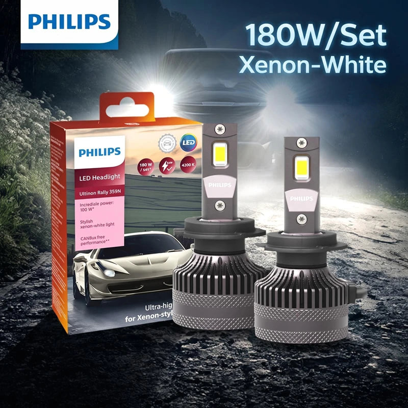 Philips LED 15000lm Ultinon Rally 3590 H4 H7 H8 H11 HB3 HB4 H19 HIR2 H1 Car Headlight 6500