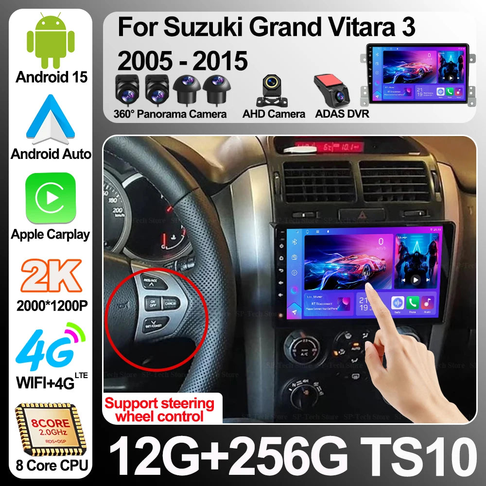 Android 16 For Suzuki Grand Vitara 3 2005 - 2015 Car Radio Carplay Auto Multimedia Video P | AUTOKITSHOP