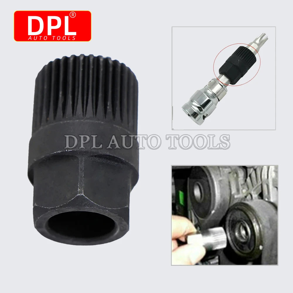 Alternator Clutch Free Wheel Pulley Removal Tool With 33 Tooth V Belt Pulley Remover Black Car A - Automotive LED Light