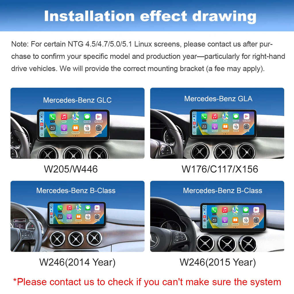 12.3 '2400*900 Wireless CarPlay For Ultra Thin Mercedes Benz GLA CLA GLC GLK W205 W176 C11 | AUTOKITSHOP