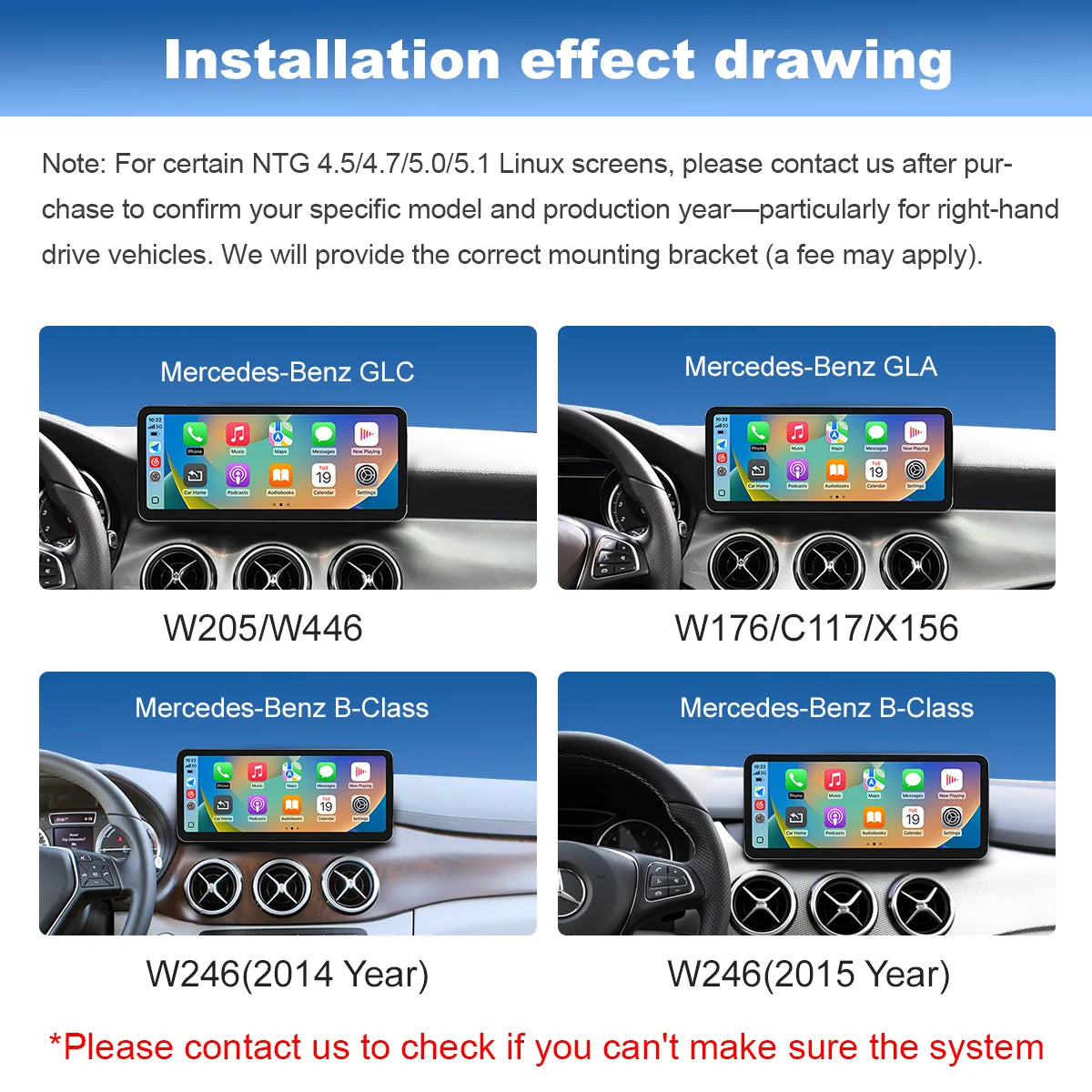 12.3 '2400*900 Wireless CarPlay For Ultra Thin Mercedes Benz GLA CLA GLC GLK W205 W176 C11 | AUTOKITSHOP