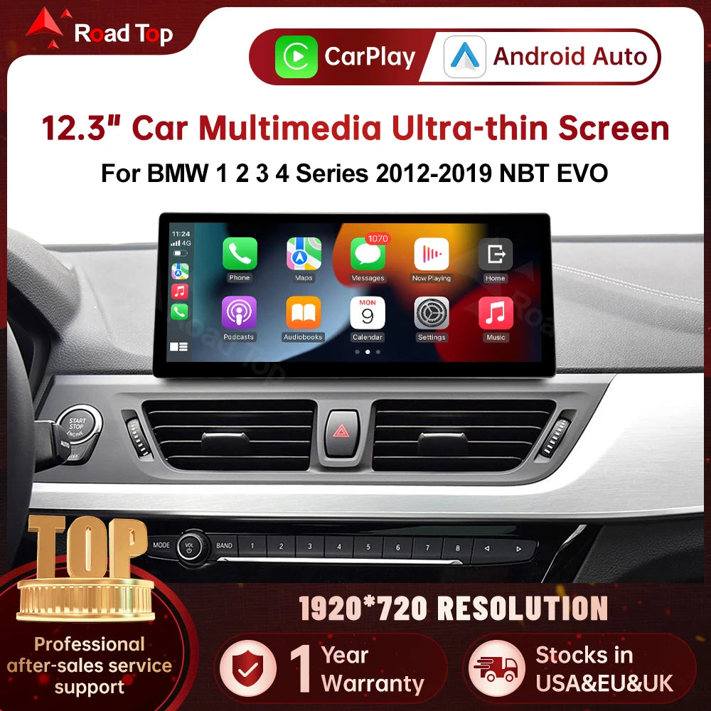 RoadTop 12.3 Wireless CarPlay Multimedia Screen For BMW Series 1 2 3 4 F20 F21 F22 F45 F30 | AUTOKITSHOP
