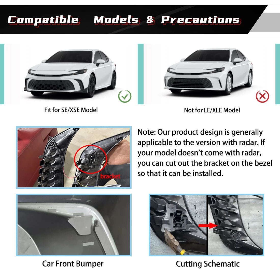 LED DRL For Toyota Camry SE XSE 2024 2025 Daytime Running Lights with Radar Hole Running D | AUTOKITSHOP