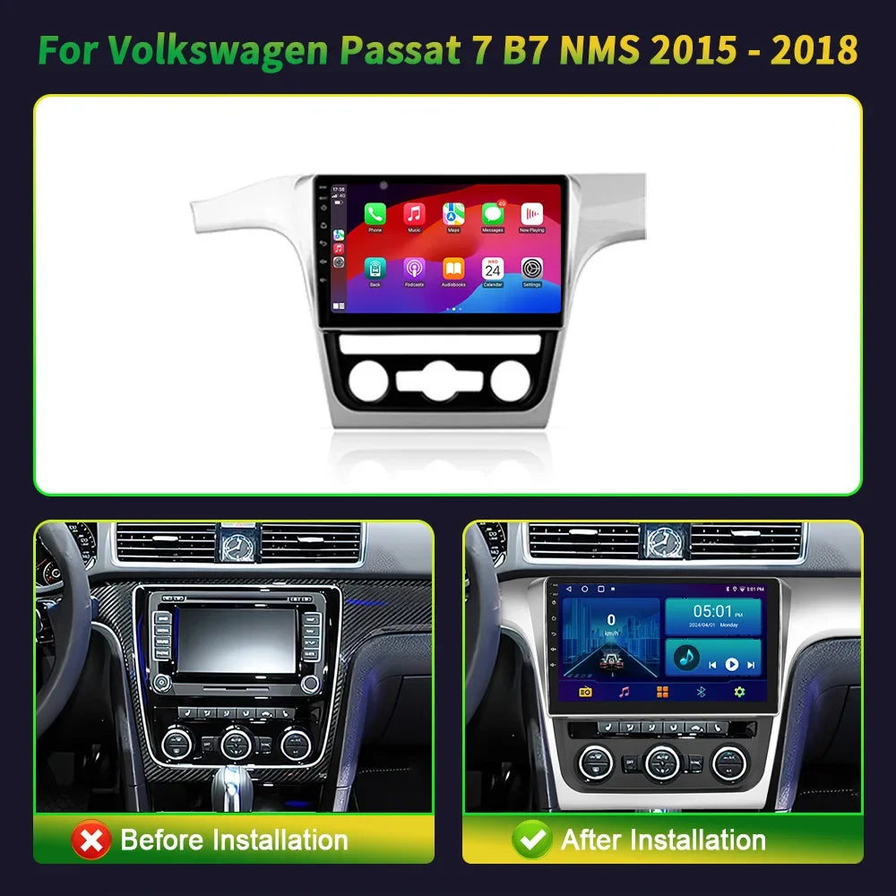 For Volkswagen Passat 7 B7 NMS 2015-2018 Wireless Carplay Stereo Android 14 Car Radio Mult