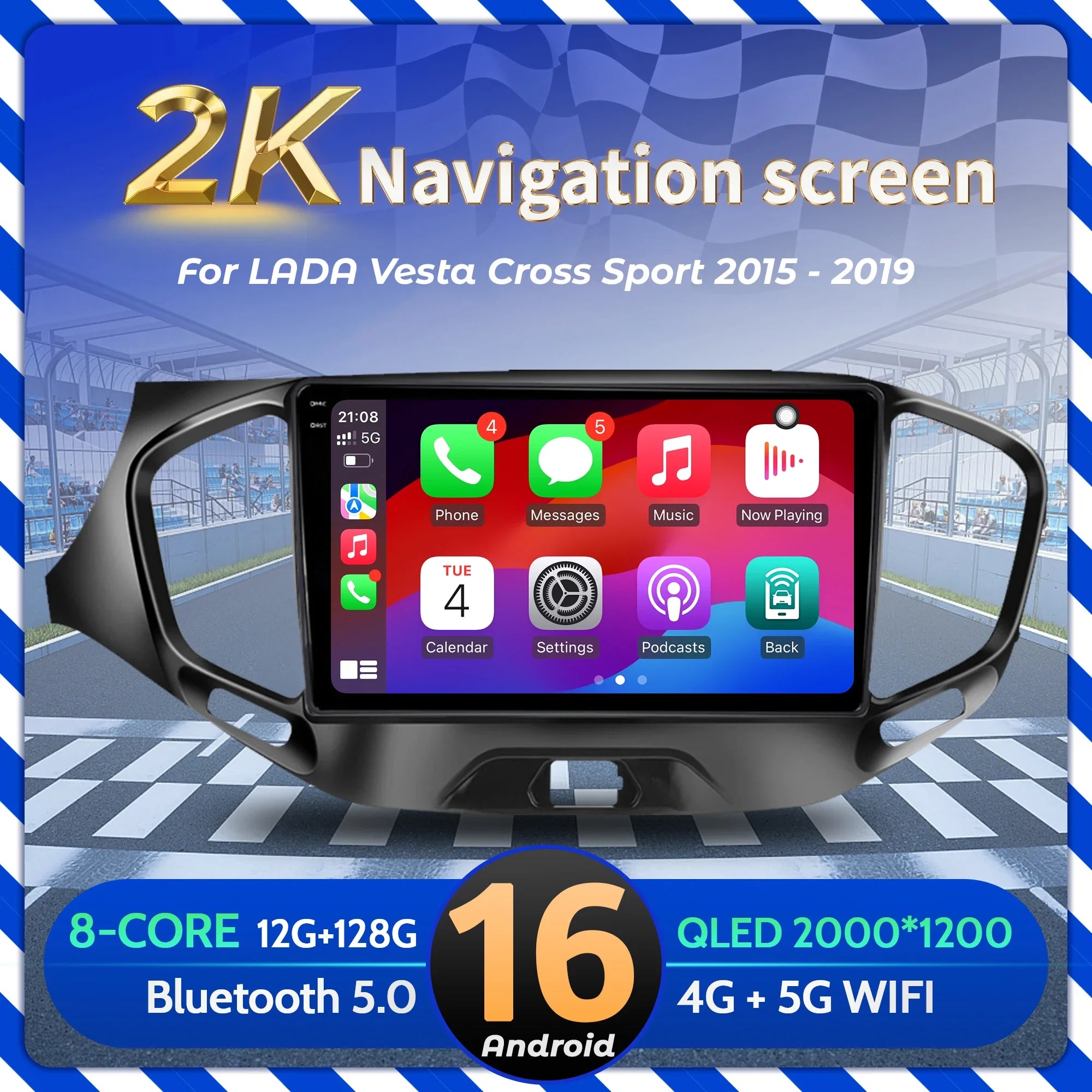 9”Car Radio Android 16 For LADA Vesta Cross Sport 2015-2019 BT Carplay Multimedia Navigati