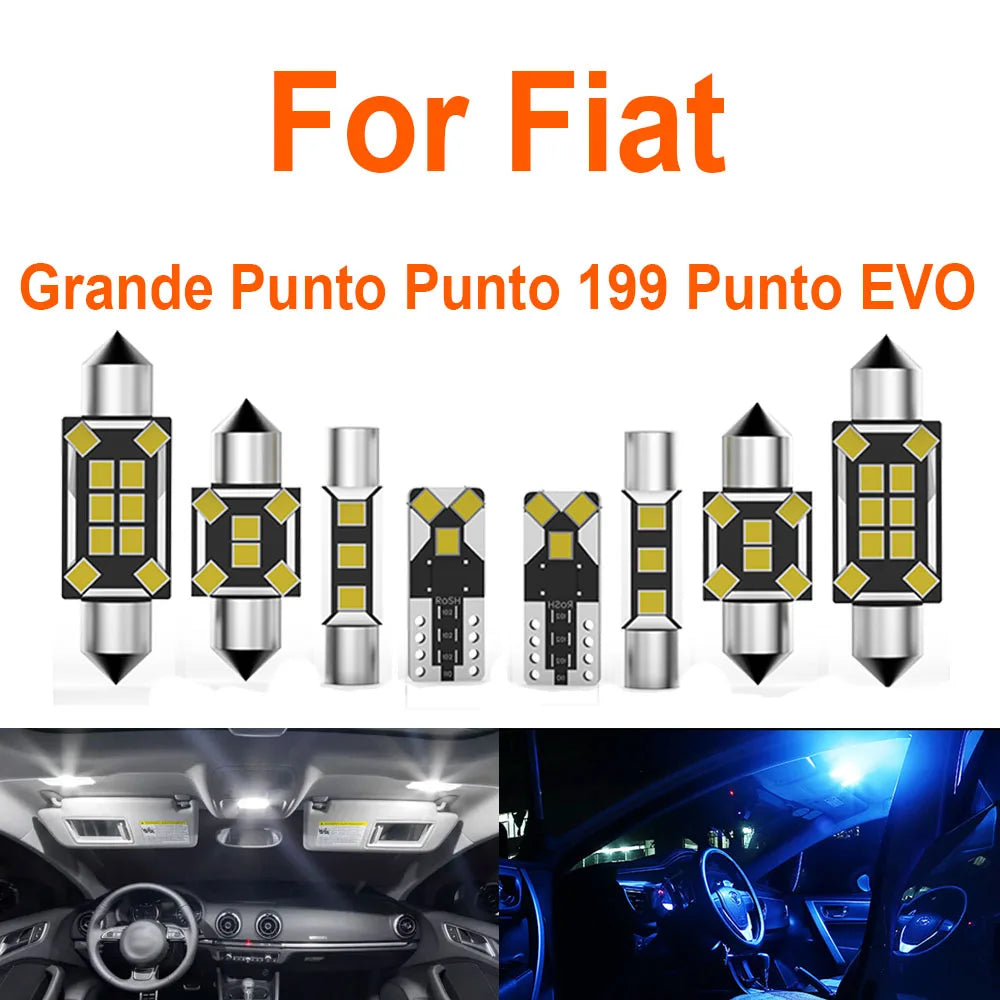 11-Piece LED Interior Light Kit for Fiat Grande Punto Punto 199 Punto EVO 2009-2016 - Canbus Dome Map Door Trunk Bulb...