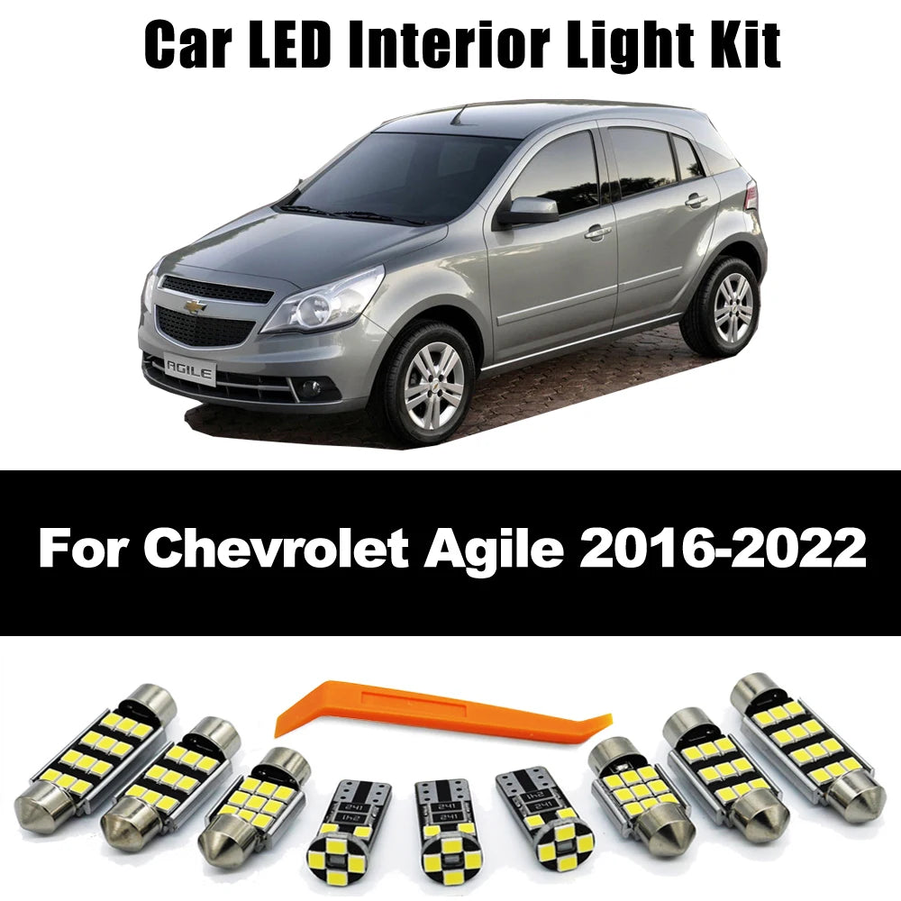 ZITWO 8Pcs LED Interior Reading Map Trunk Light Kit For Chevrolet Chevy Agile 2016 2017 2018 2019 2020 2021 2022 Accessories