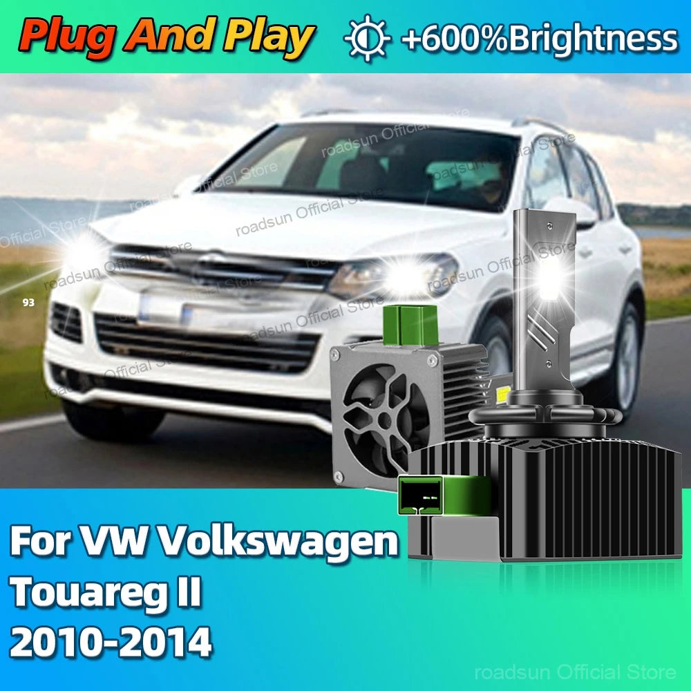 6000K LED Headlights HID D3S Turbo Canbus Car Light Bulbs 30000LM For VW Volkswagen Touare