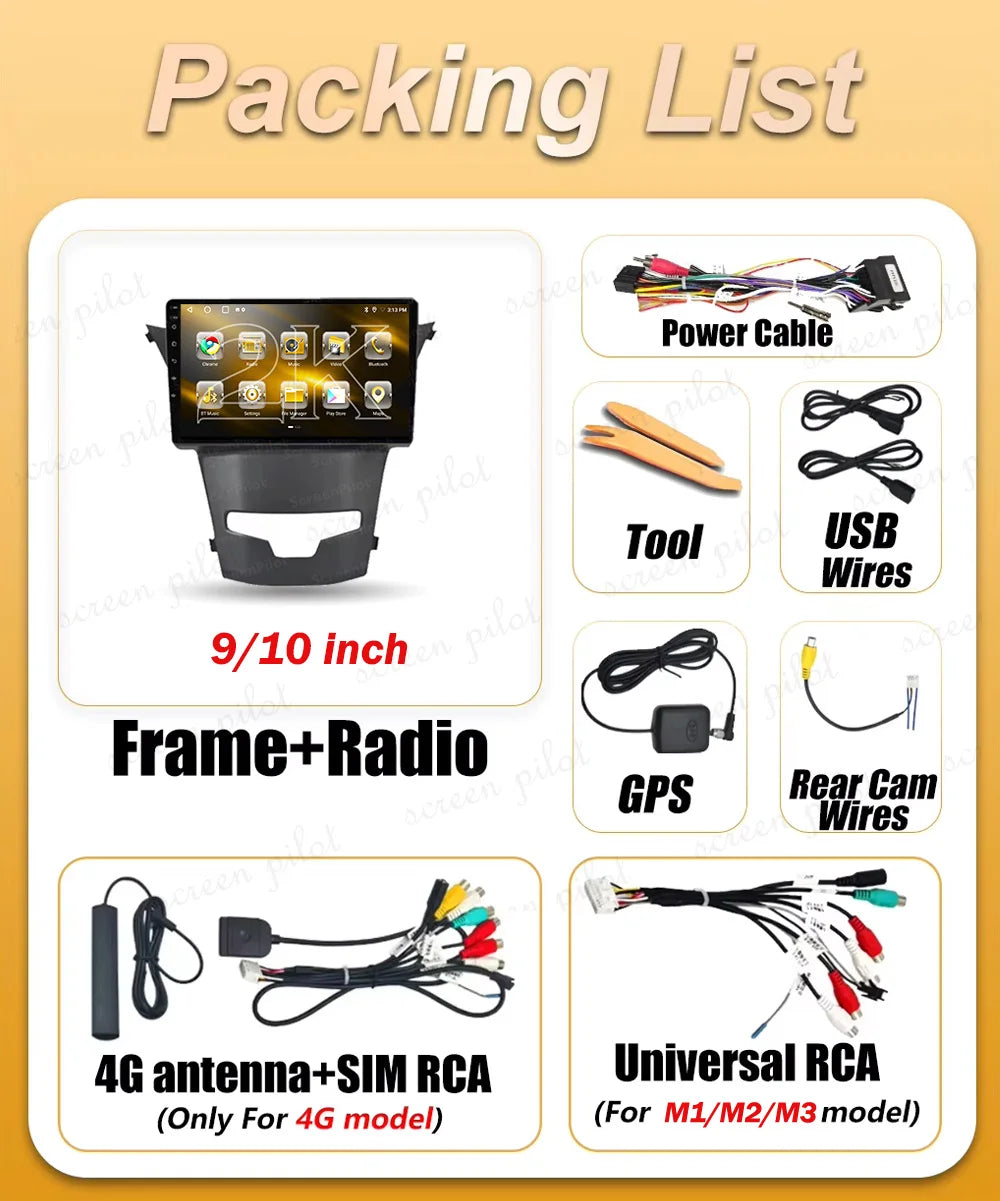 Android 16 For Ssangyong Korando 3 Actyon 2 2013-2017 Stereo Car Radio Multimedia Video Pl | AUTOKITSHOP