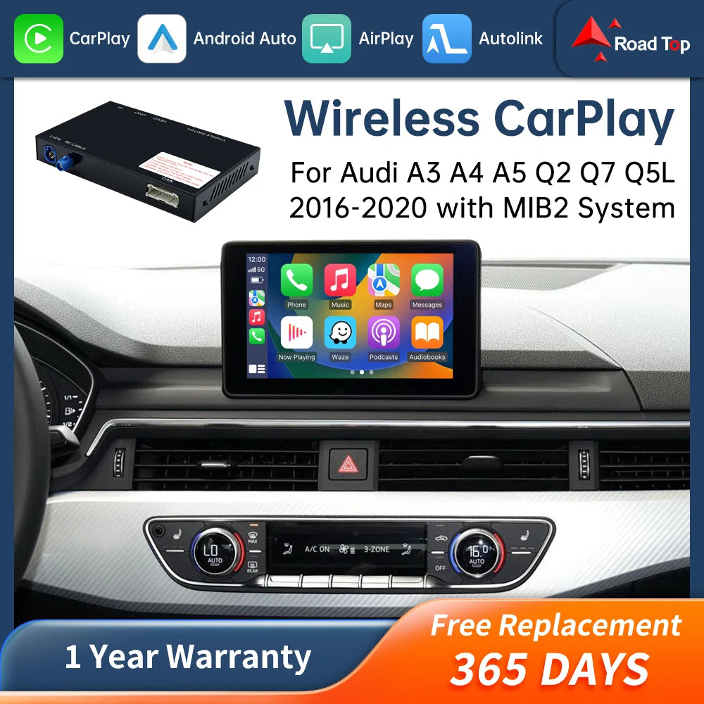 cn ROAD TOP Wireless CarPlay for Audi A4 A5 Q5 Q7 2016-2019, with Android Auto Interface A | AUTOKITSHOP
