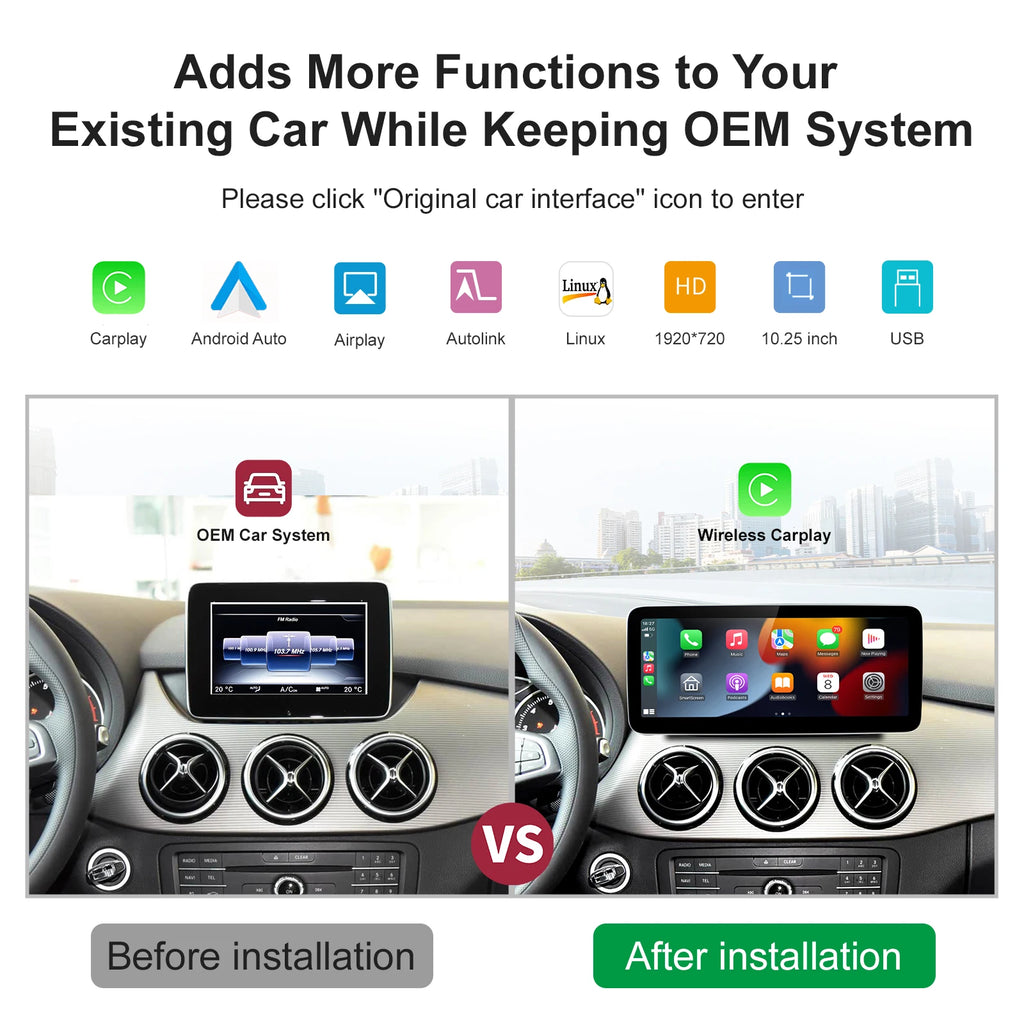 Wireless Carplay/Android Auto 12.3'' Touch screen Multimedia for Mercedes Benz NTG5.0 A B