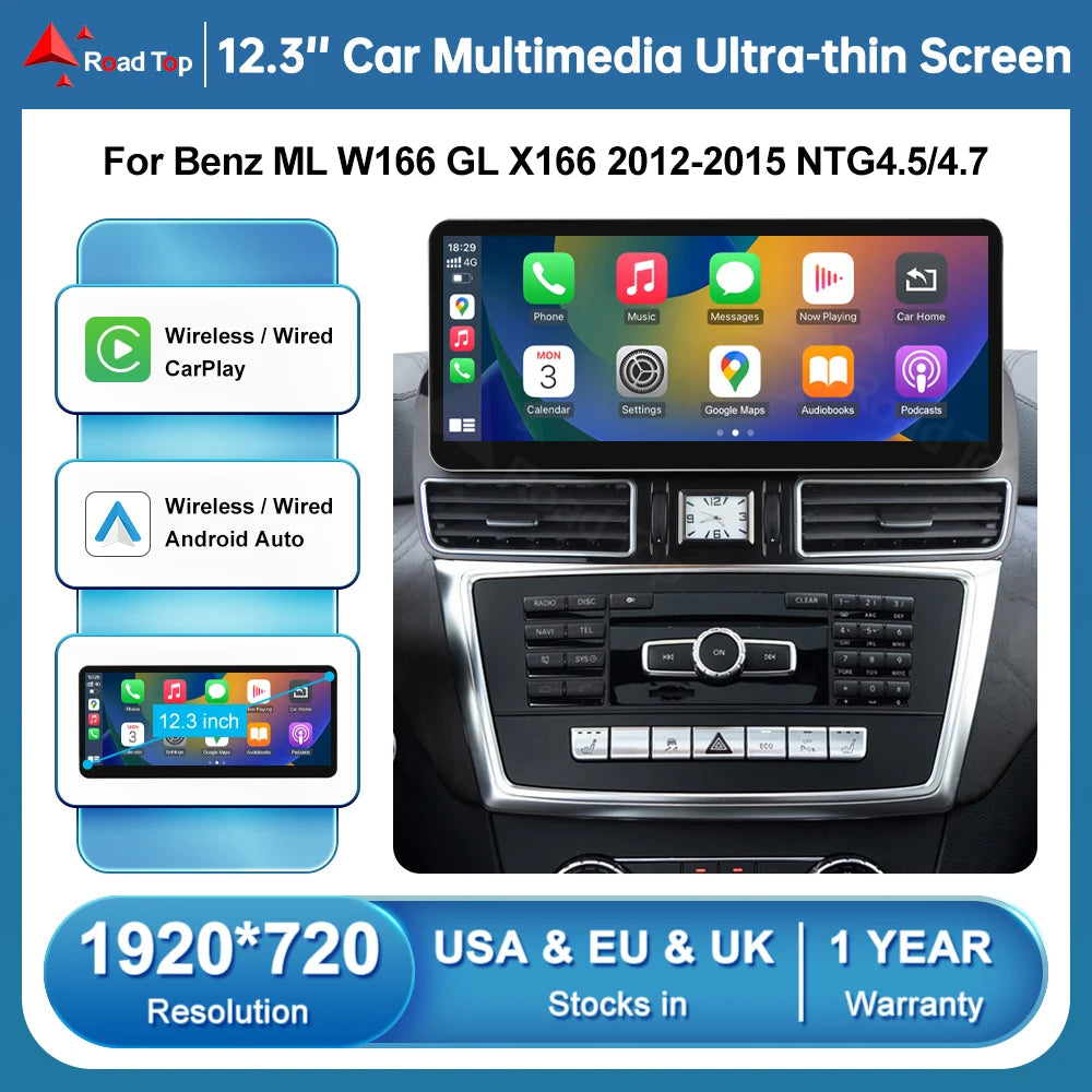 12.3'' Car Multimedia Display For Mercedes Benz ML W166 GL X166 GLE GLS 2012-2018 Touch Sc | AUTOKITSHOP