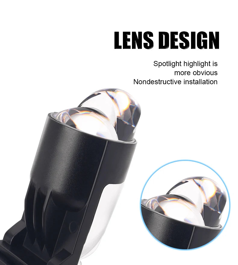 H4 Bi LED Lenses Projector Headlight 6000K Dual Projector Lens Auto Bulbs 160W High Low Be