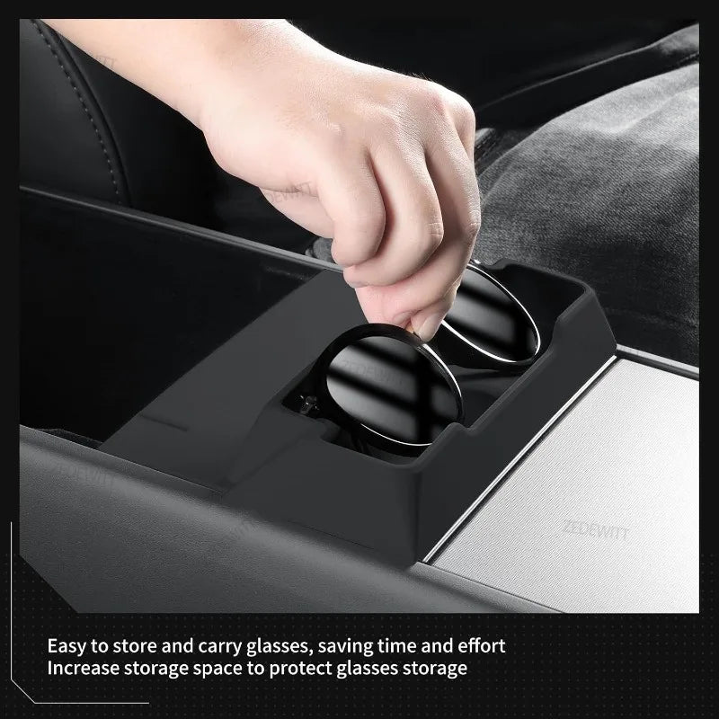 For Tesla Model 3 Y YL Practical Armrest Storage Box Center Eyeglasses Tray Auto Interior Storag - Automotive LED Light