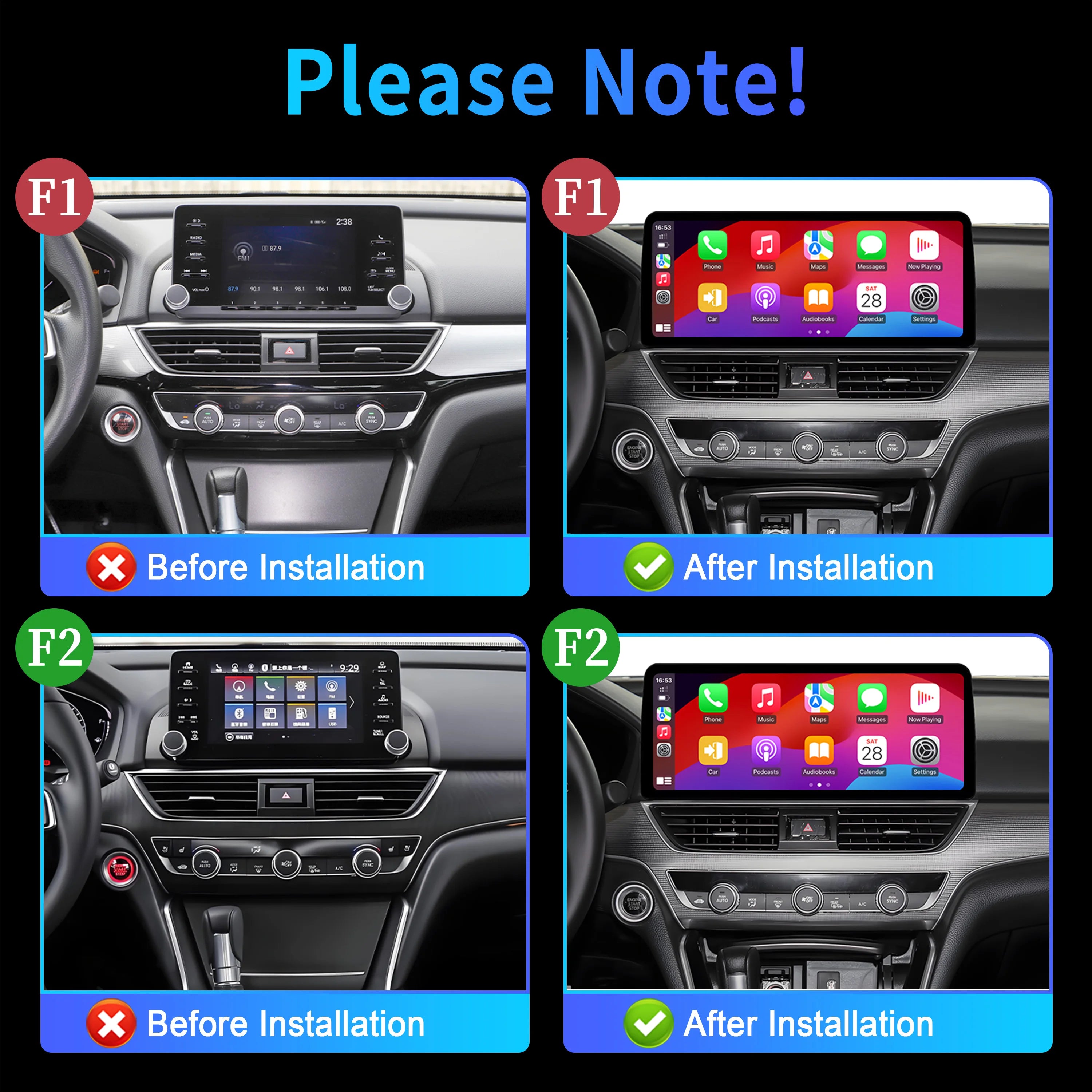 12.3 inch Car Radio Android 14 Multimedia For Honda Accord 10 2018 2019 2020 2022 Wireless