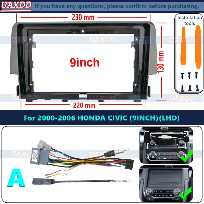 2 Din Car CD DVD Radio Android Fascia Multimedia for Honda 2016 Civic 9 Inch MP3 MP5 Video