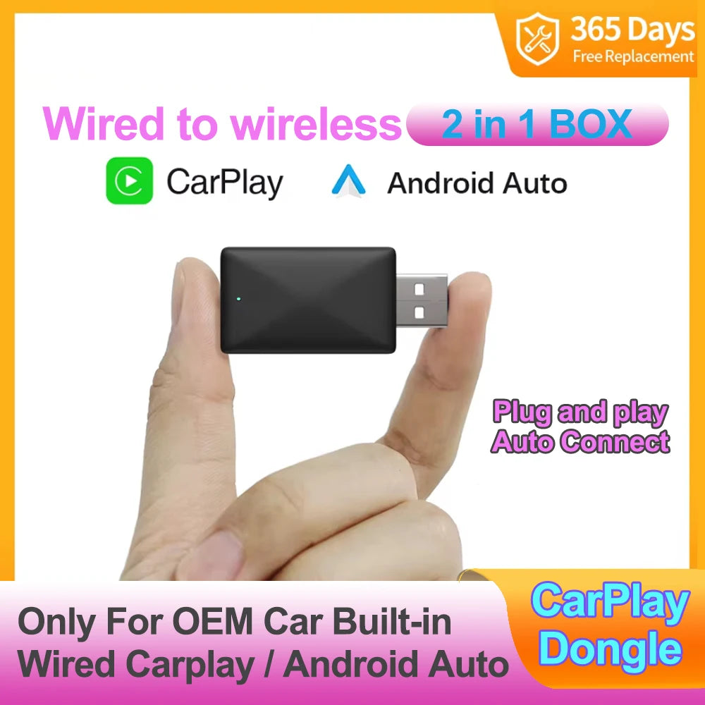 Wireless CarPlay Android Auto Adapter USB Dongle Smart Mini Box Plug And Play Universal Fo