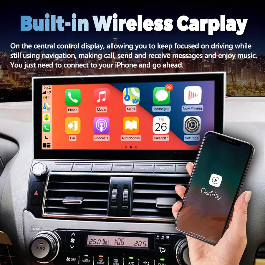 12.3inch Android 14 Touch Screen For Toyota Land Cruiser Prado 150 LC150 2014-2017 Car Rad