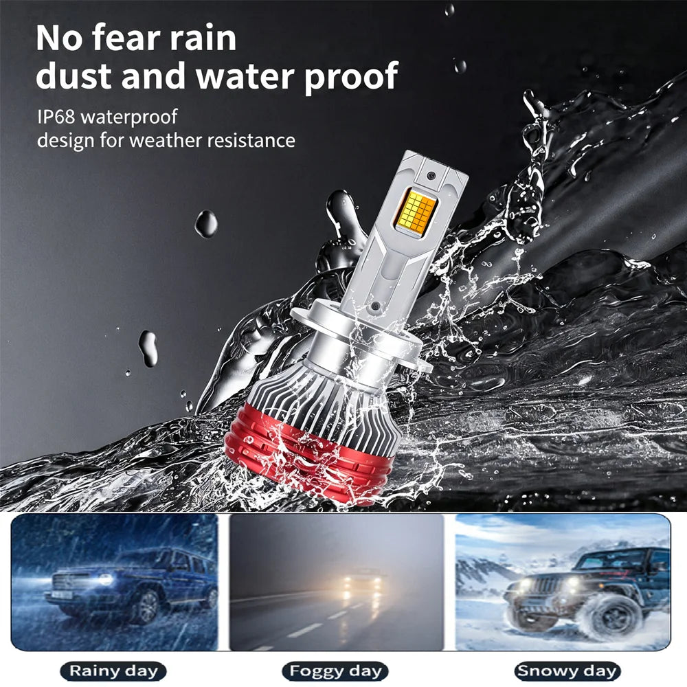H7 LED Headlight Bluetooth APP Control 12V 3000-6000K Smart LED 48pcs Chip High Power for