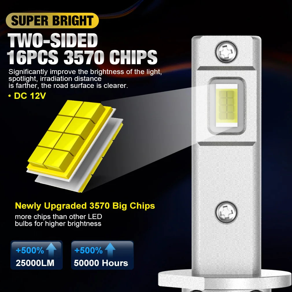 XSTORM H1 H3 LED Bulb Headlight Lamps Mini 25000LM 6500K CSP Super Bright High Low Beam fo
