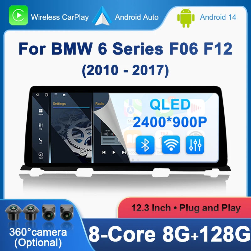 Android 14 Radios Carplay Monitor For BMW 6 Series F06 F12 Right Hand Drvie Car Multimedia