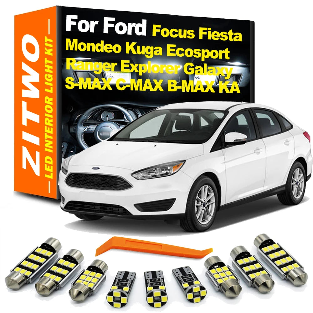 ZITWO LED Interior Light Kit For Ford Fiesta Focus Mondeo Kuga Ecosport KA Explorer Ranger Galaxy S-MAX B-MAX C-MAX S B C Max