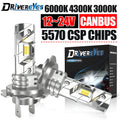 H1 LED Headlights 6000K 16PCS 5570 CSP High Low Beam Turbo Auto Light 1:1 Fanless Mini 12V