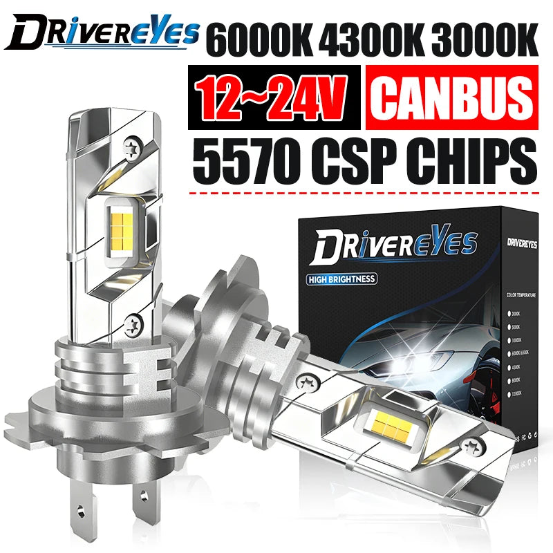 H1 LED Headlights 6000K 16PCS 5570 CSP High Low Beam Turbo Auto Light 1:1 Fanless Mini 12V