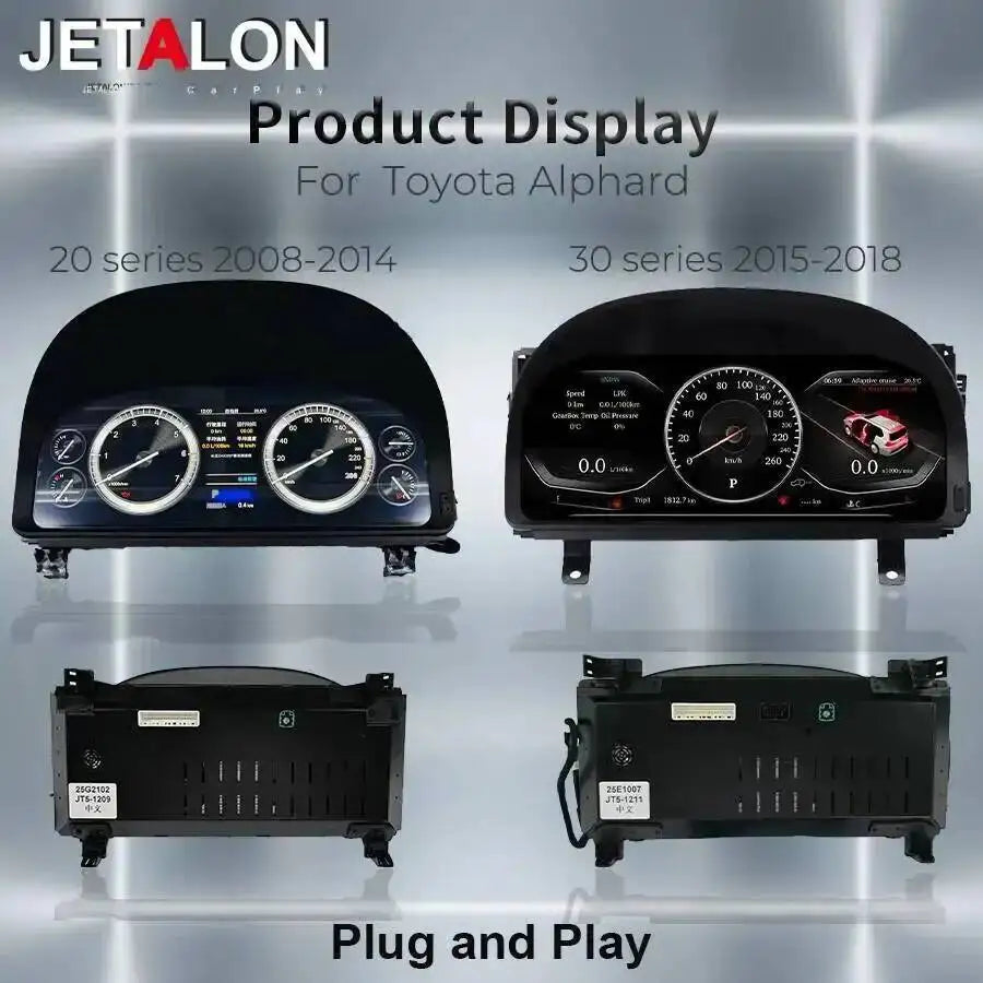 12.3" Car Digital Cluster Instrument For Toyota VELLFIRE Alphard 20 Alphard 30 A20 A30 LCD