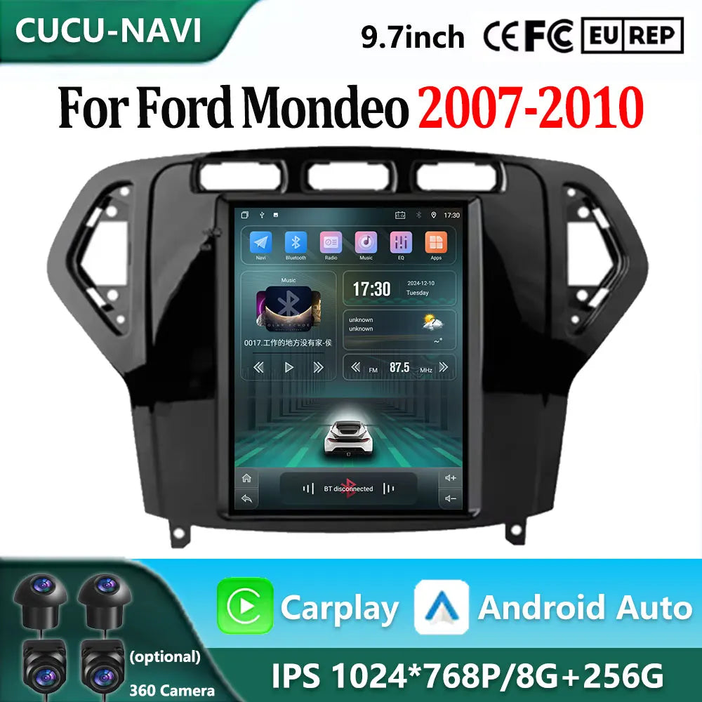 9.7"Android 15 Carplay Auto Multimedia Player For Ford Mondeo 2007 2008-2010 DSP Stereo Ca | AUTOKITSHOP
