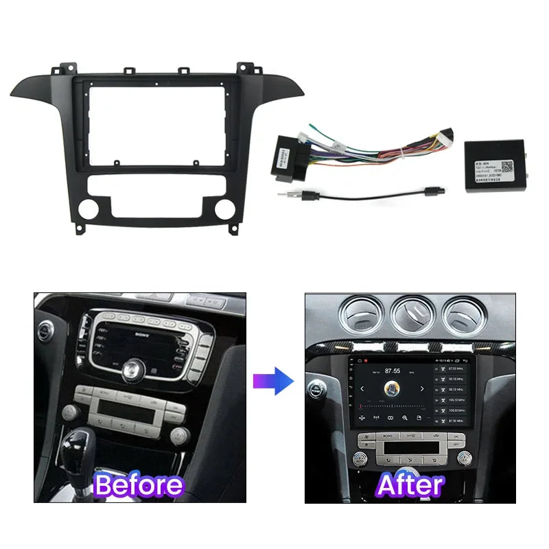 9 Inch Car Radio Stereo Panel for Ford SMAX S-MAX Black 2006 - 2015 Player Frame 2 Din Hea | AUTOKITSHOP