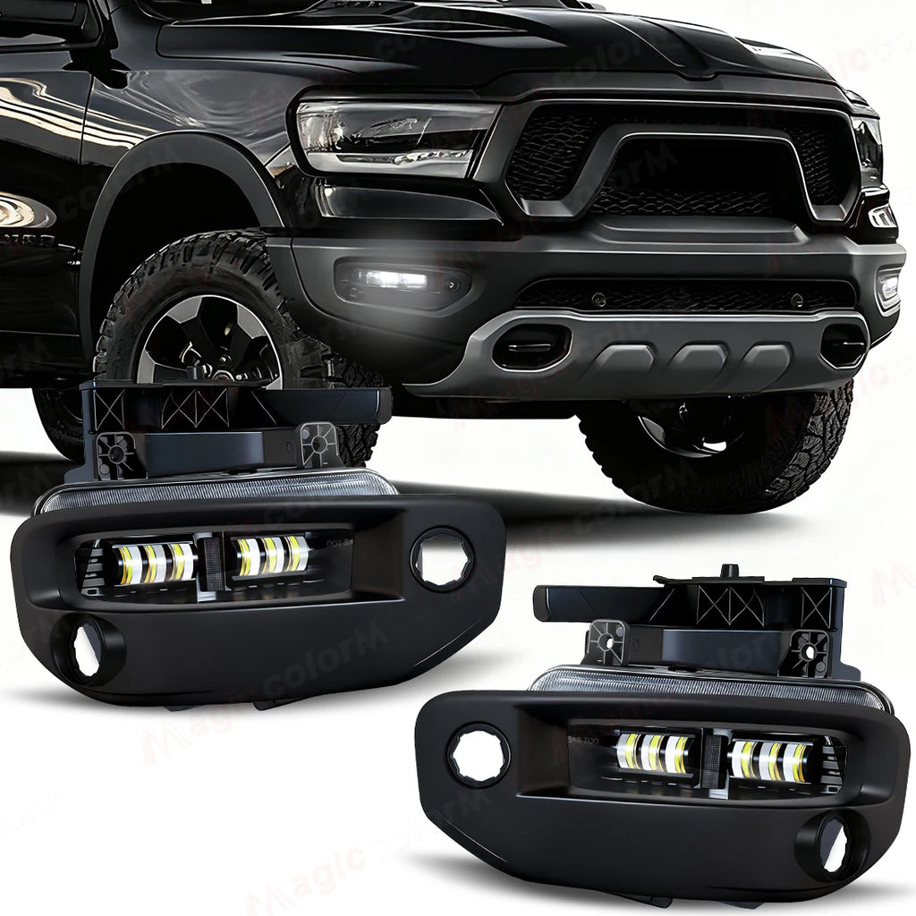 LED Car Fog Lamps For Dodge Ram 1500 2019 2020 2021 2022 2023 2024 DRL Daytime Running Lig | AUTOKITSHOP