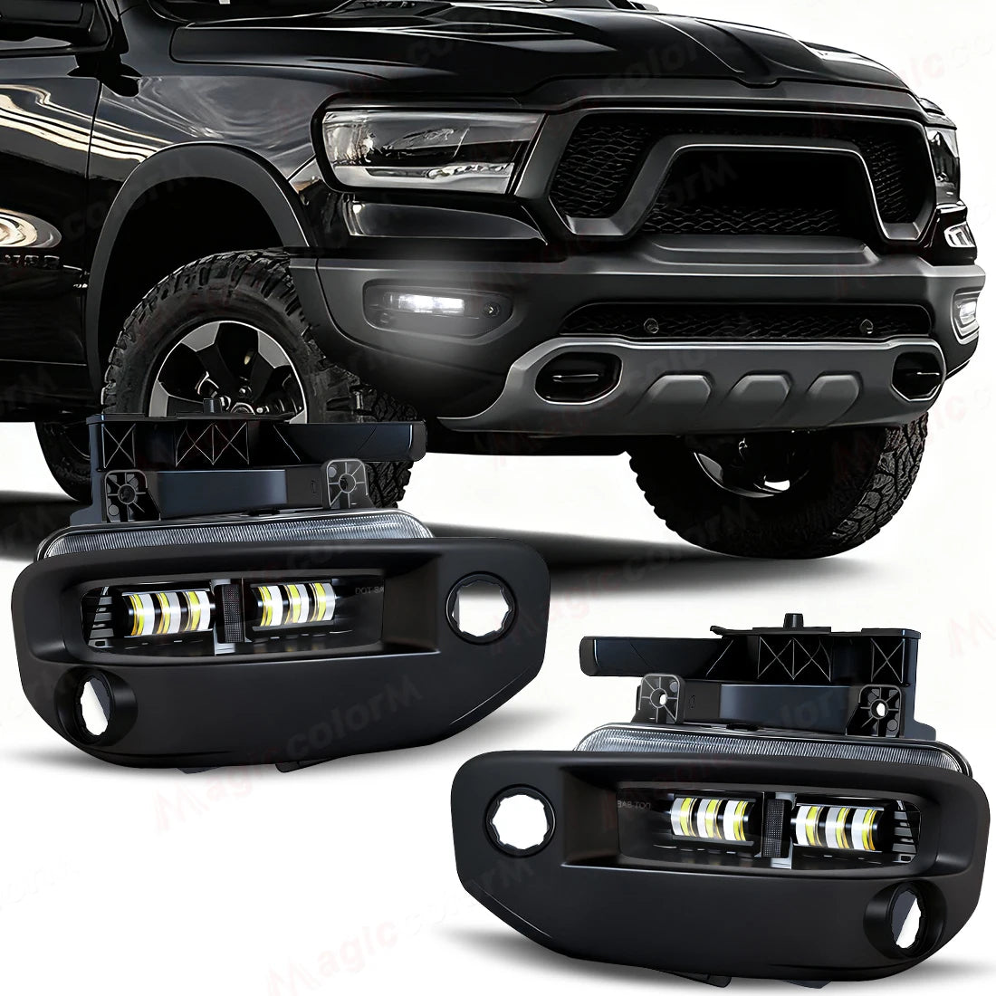 LED Car Fog Lamps For Dodge Ram 1500 2019 2020 2021 2022 2023 2024 DRL Daytime Running Lig | AUTOKITSHOP