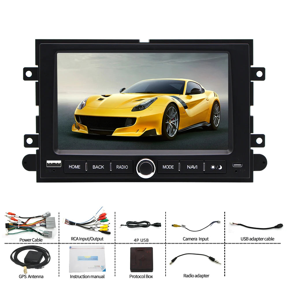 7" Android Car Radio GPS Type-C Wireless CarPlay Android Auto for Ford Mustang 2005-2009 - Bluetooth Steering Control
