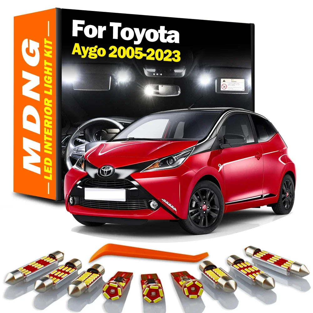 LED Interior Light Kit for Toyota Aygo X MK1 MK2 MK3 X-Style X-Cite X-Wave 2005- 2018 - Canbus Dome Map Door Trunk Bu...