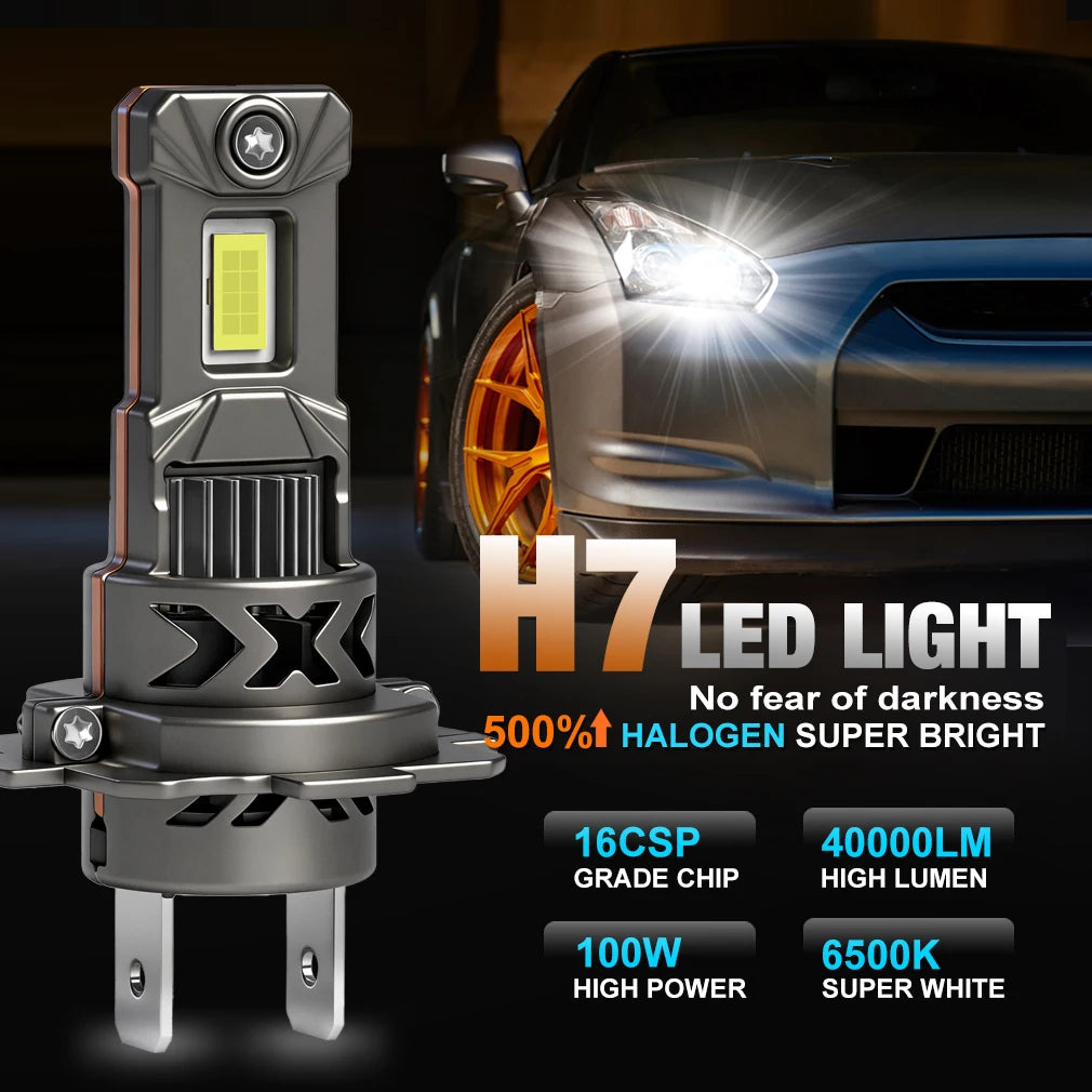 H7 LED Headlight Bulb Wireless Canbus 40000LM 100W for Car Headlamp Auto Light H7 Turbo Le