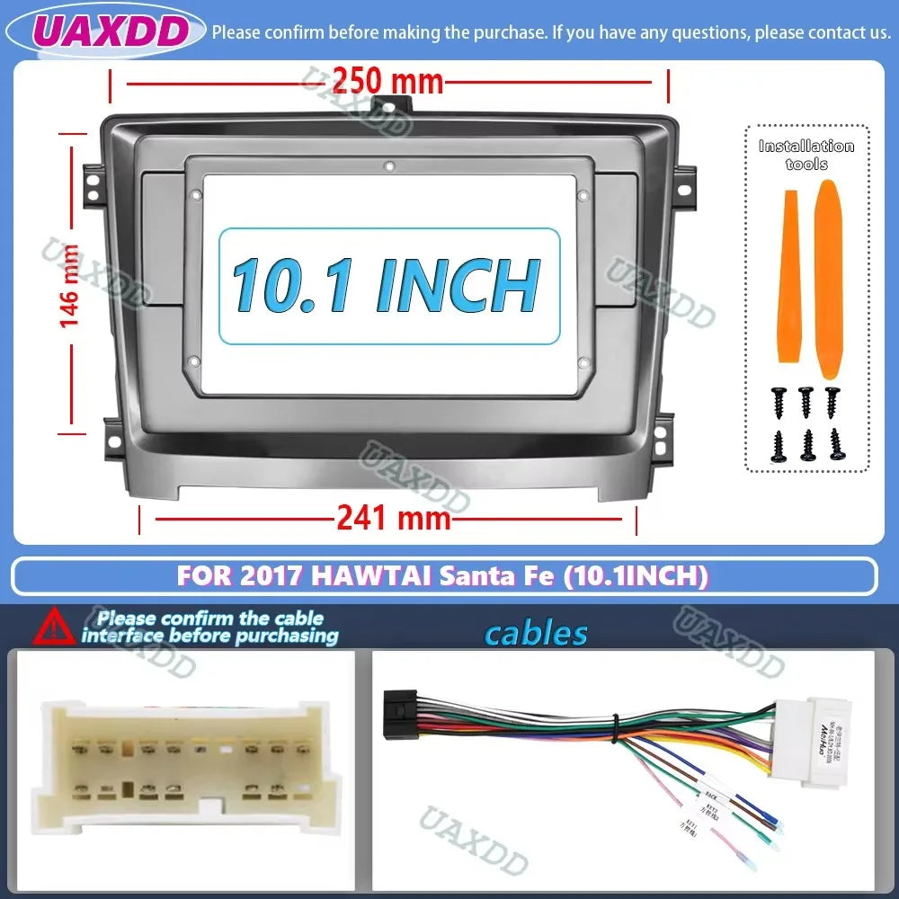2 Din Android car radio Frame for Hawtai Santa Fe 2017 Android Big Screen Audio Dash Fitti